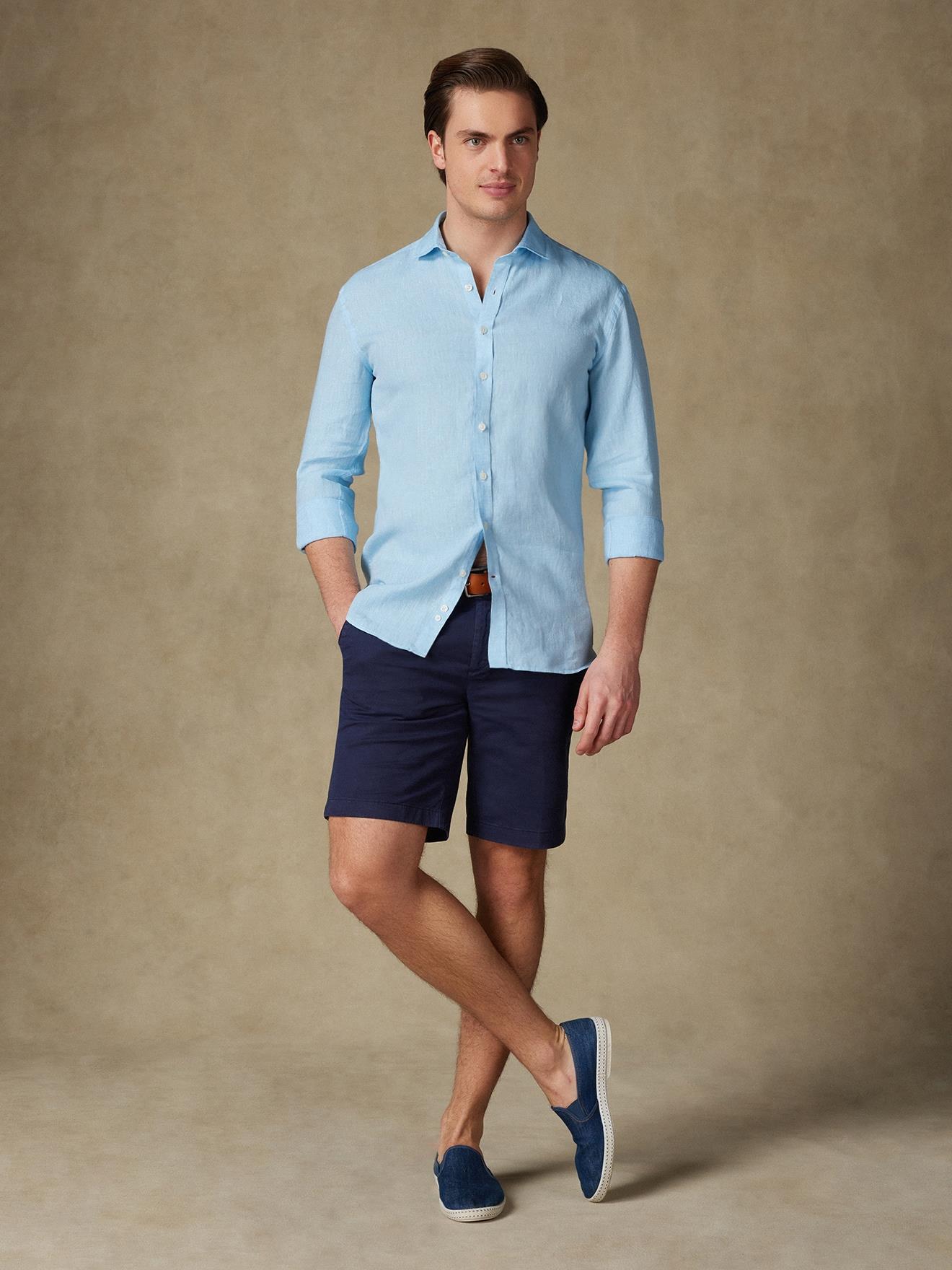 Chemise Olaf en lin turquoise