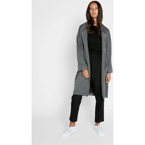 Pieces - Abrigo largo gris fino Gris