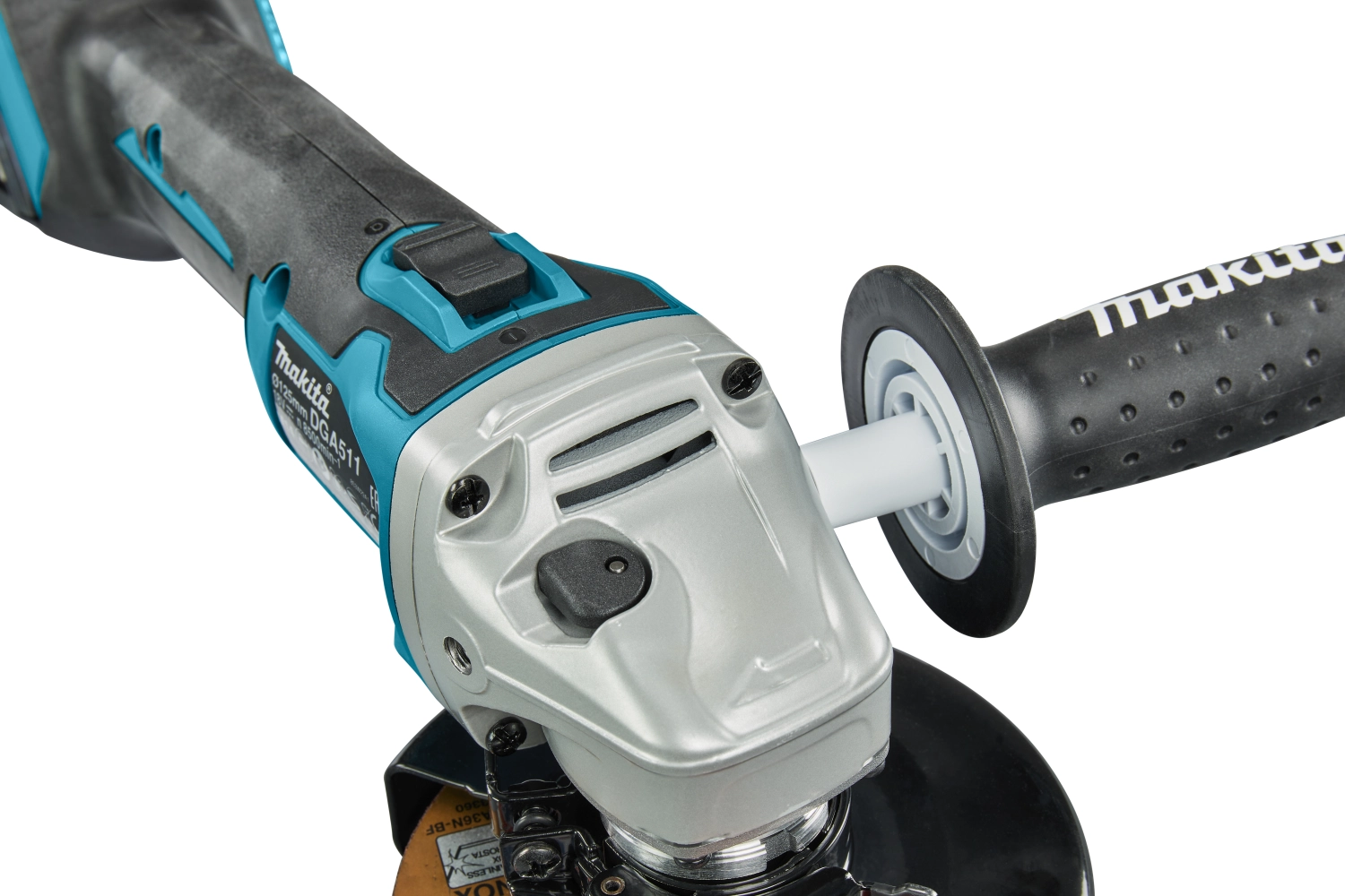 Makita DGA511ZJ 18V Li-Ion accu haakse slijper body in Mbox - 125mm - koolborstelloos