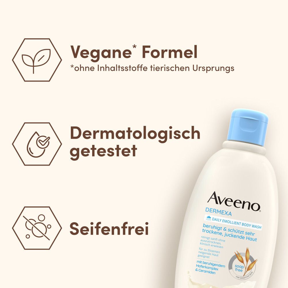 Aveeno® Dermexa vegane Duschcreme mit Haferkomplex für trockene Haut