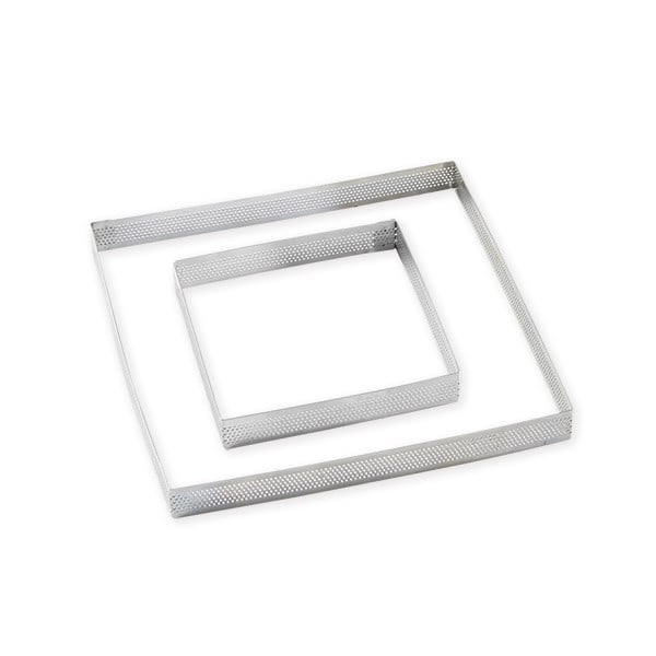 Lot de 2 cercles à tarte perforés en inox carré 12 et 20 cm Mathon