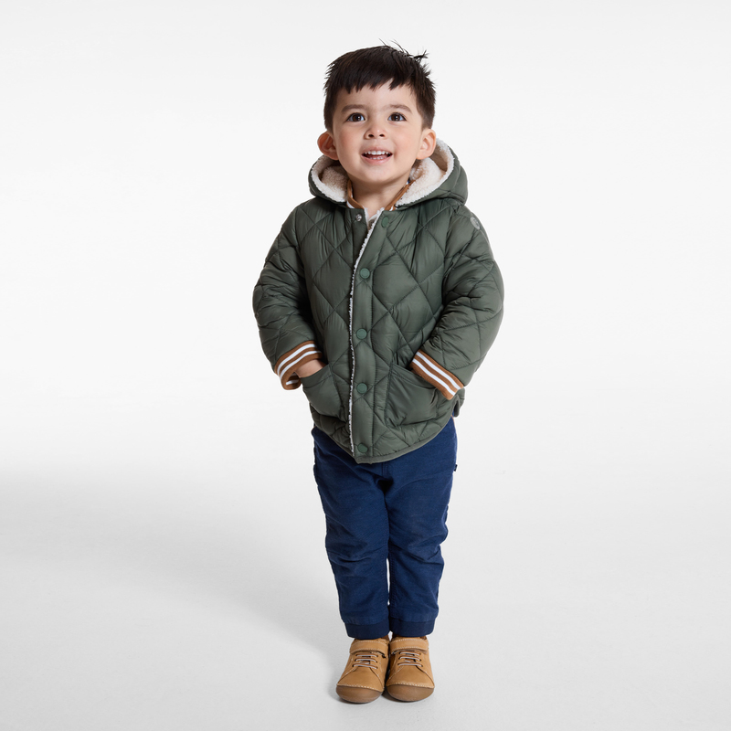 Manteau de ville réversible matelassée vert bébé garçon