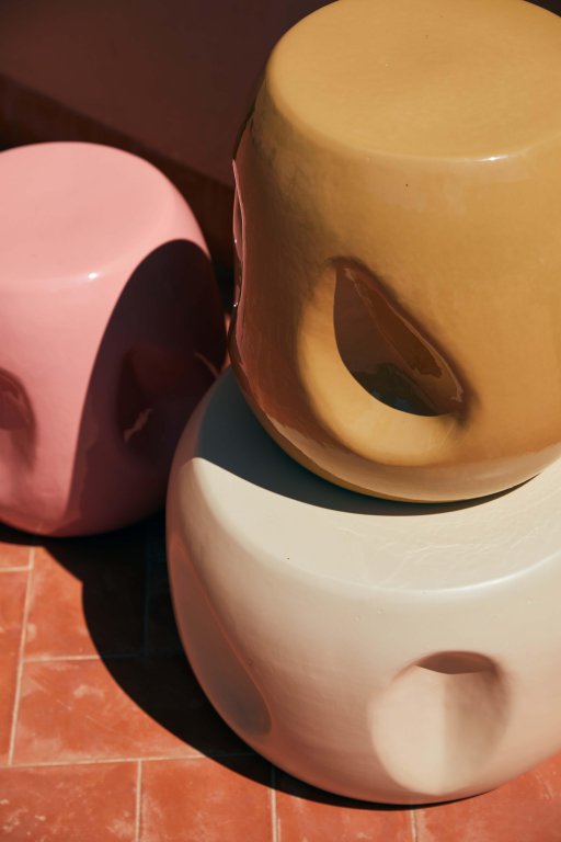 HKliving Currents Ceramic bijzettafel Ø38 Sand