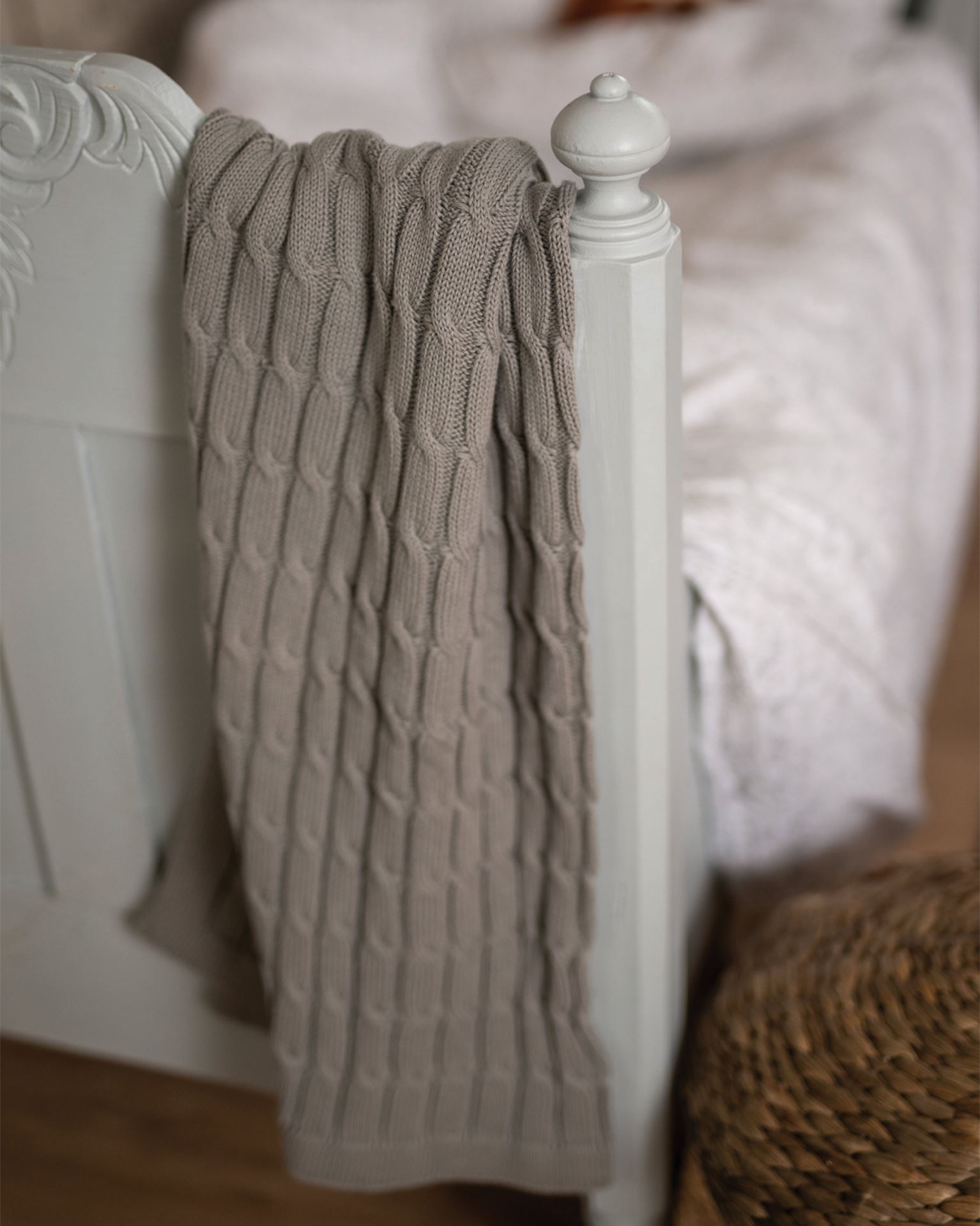 Knitted blanket grå - 80x100 cm