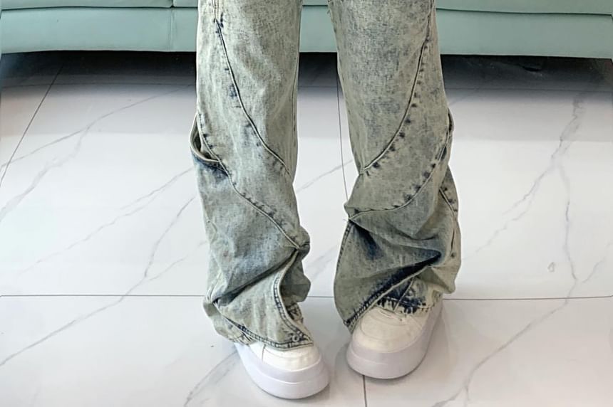 Chisan - High Waist Washed Wide Leg Jeans
