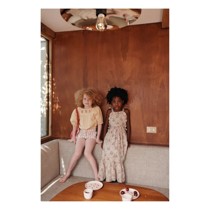 Emile et Ida Robe Bretelles Fleurie | Beige