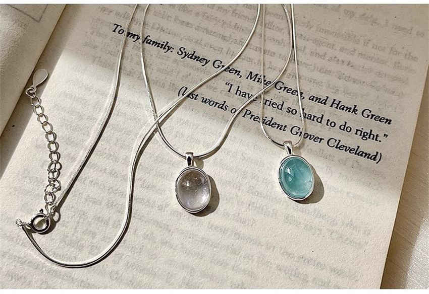 Bolgivy - Hanger met imitatie-edelsteen, choker van sterlingzilver (925)