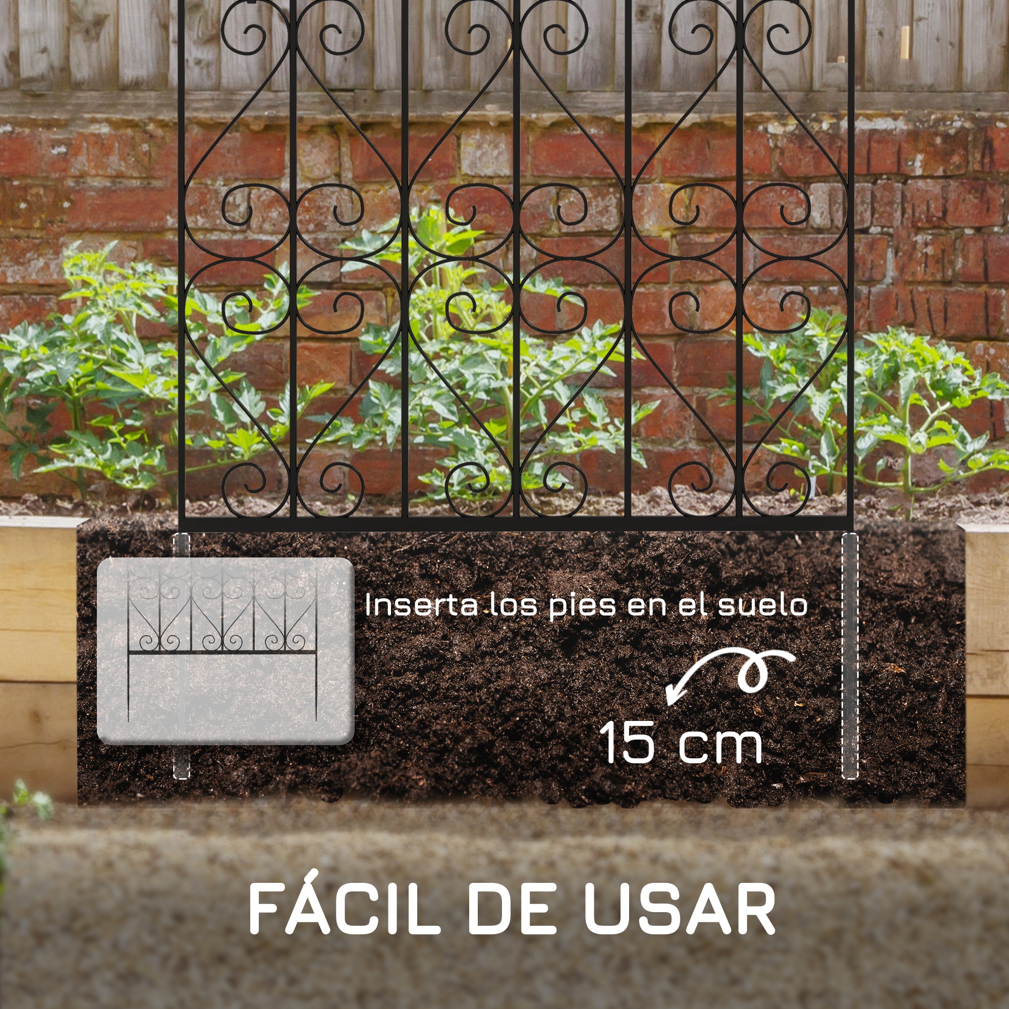 Conjunto de 2 treliças de jardim Outsunny, suportes para trepadeiras com estrutura de aço para plantas trepadeiras e decoração de pátios e terraços, 55x128 cm, pretas