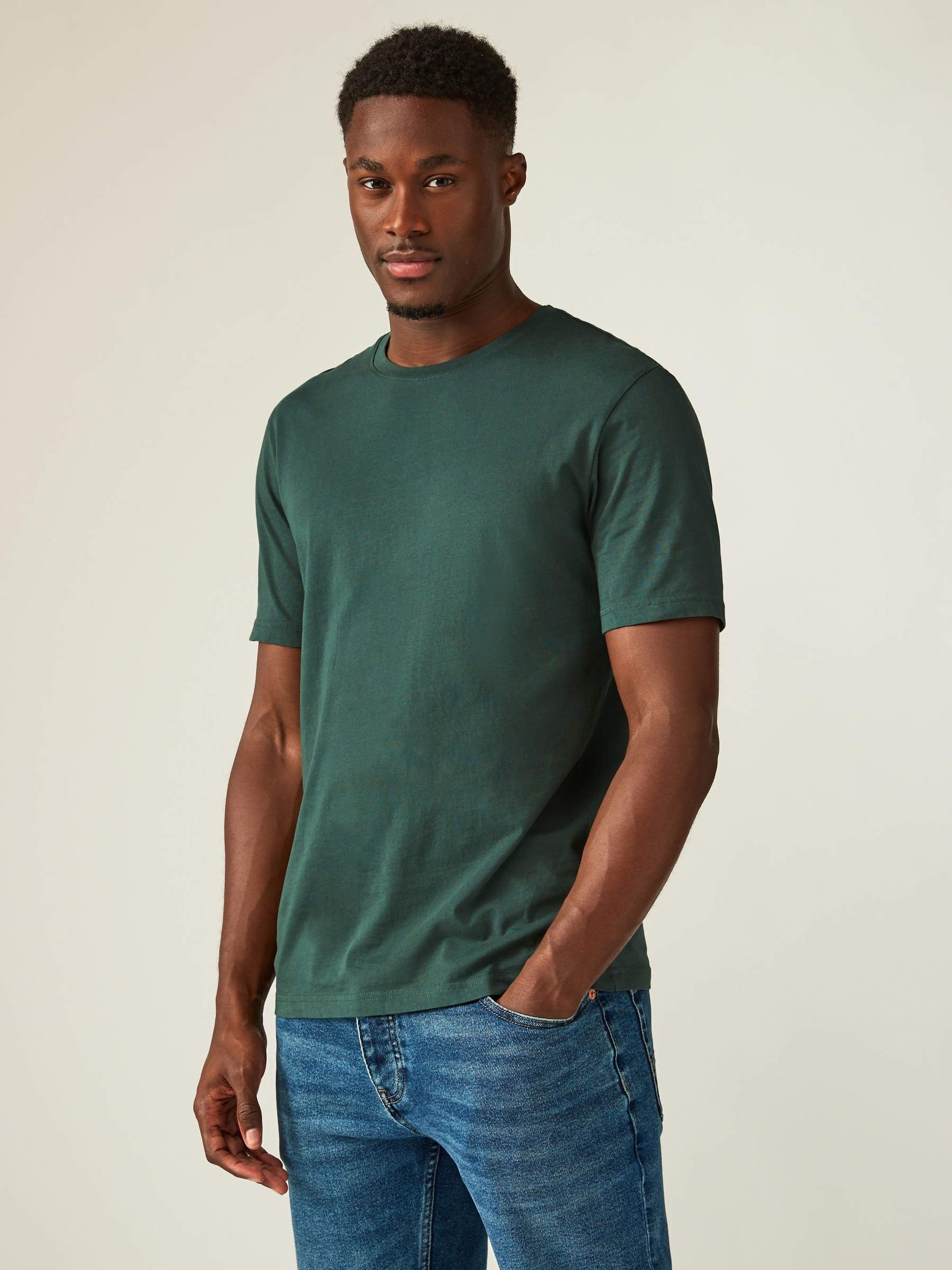 Dennengroen - Slim Fit - Essentieel katoenen T-shirt met ronde hals