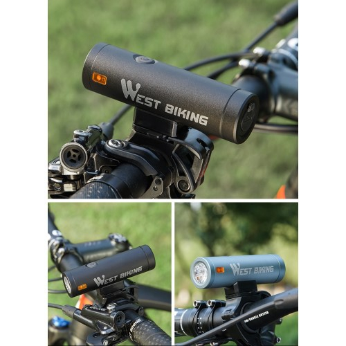4500mAh Wiederaufladbares Aluminium USB Fahrrad Licht Velo LED Warnlicht IPX5 (1300 Lumen) - Silber
