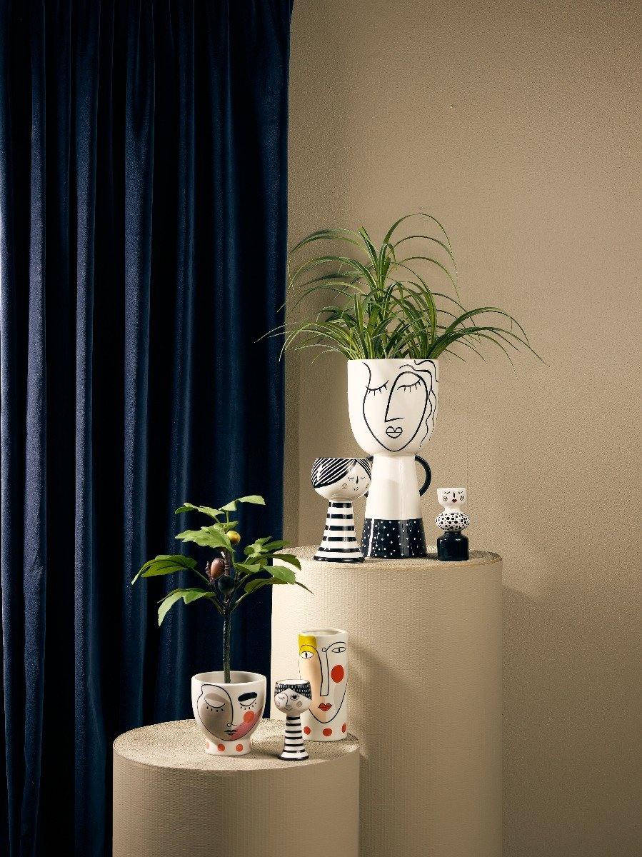 Bahne Interior  Stor vase, sort/hvid - H: 38,5 cm.