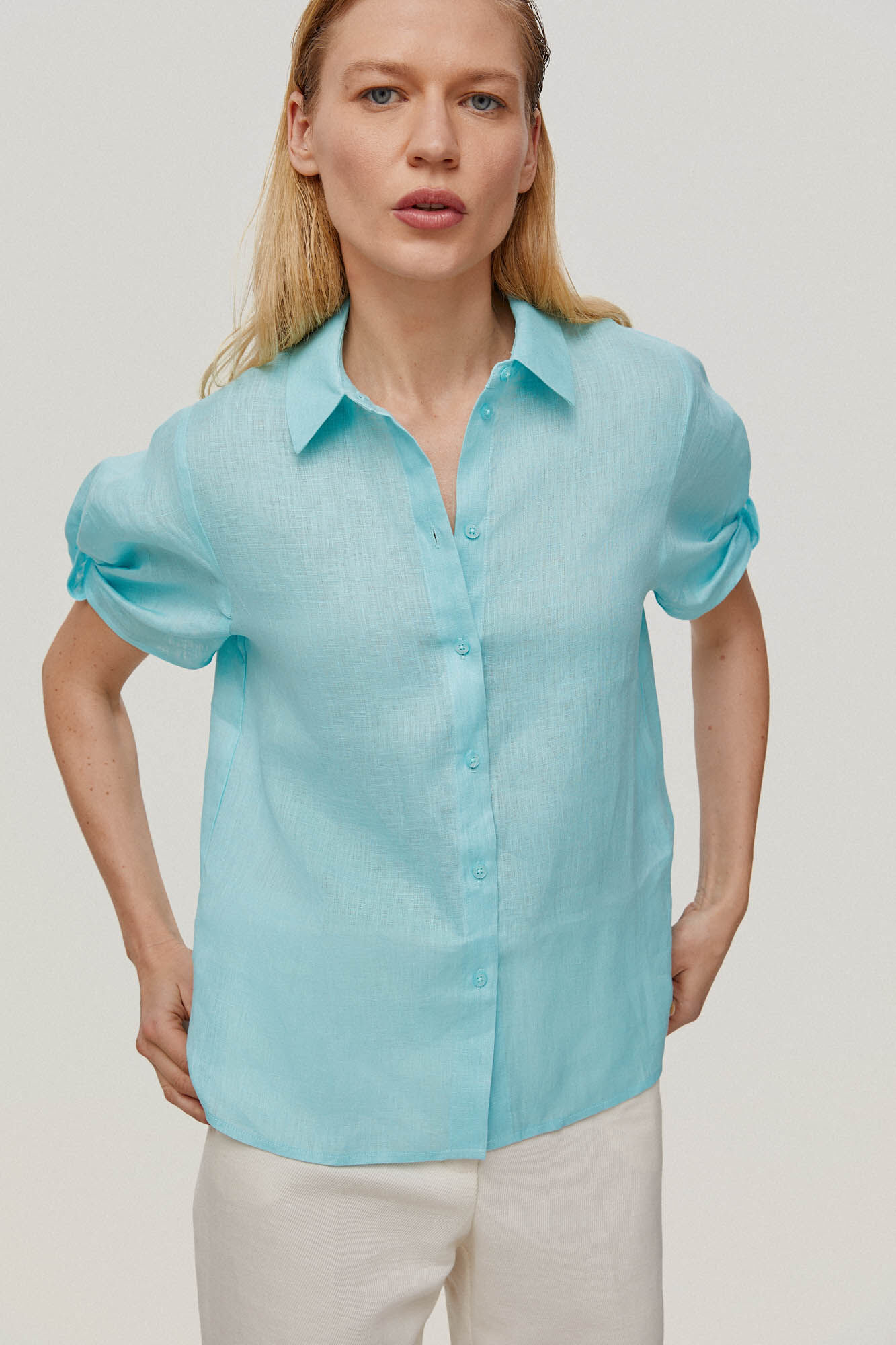 Blusa com detalhe de punho - Azul