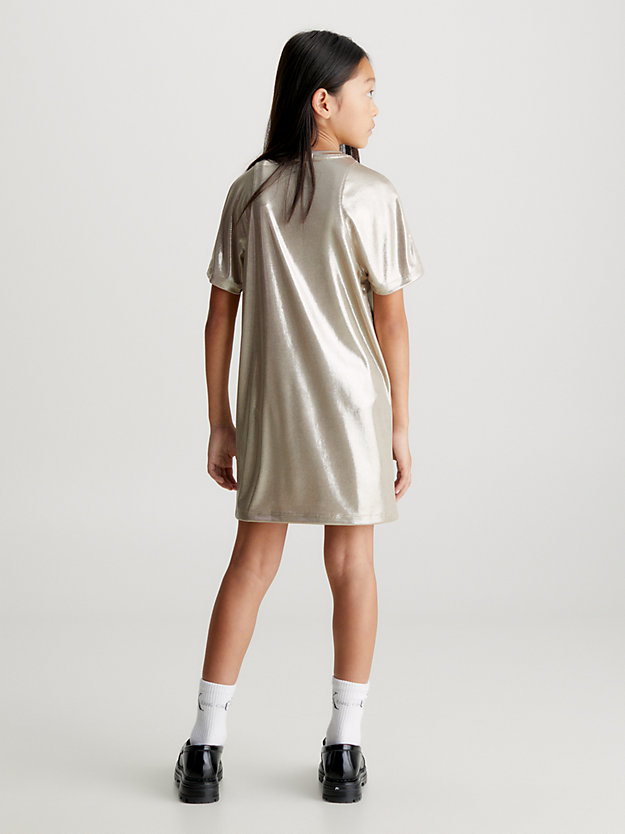 Vestido camiseta com revestimento metálico
