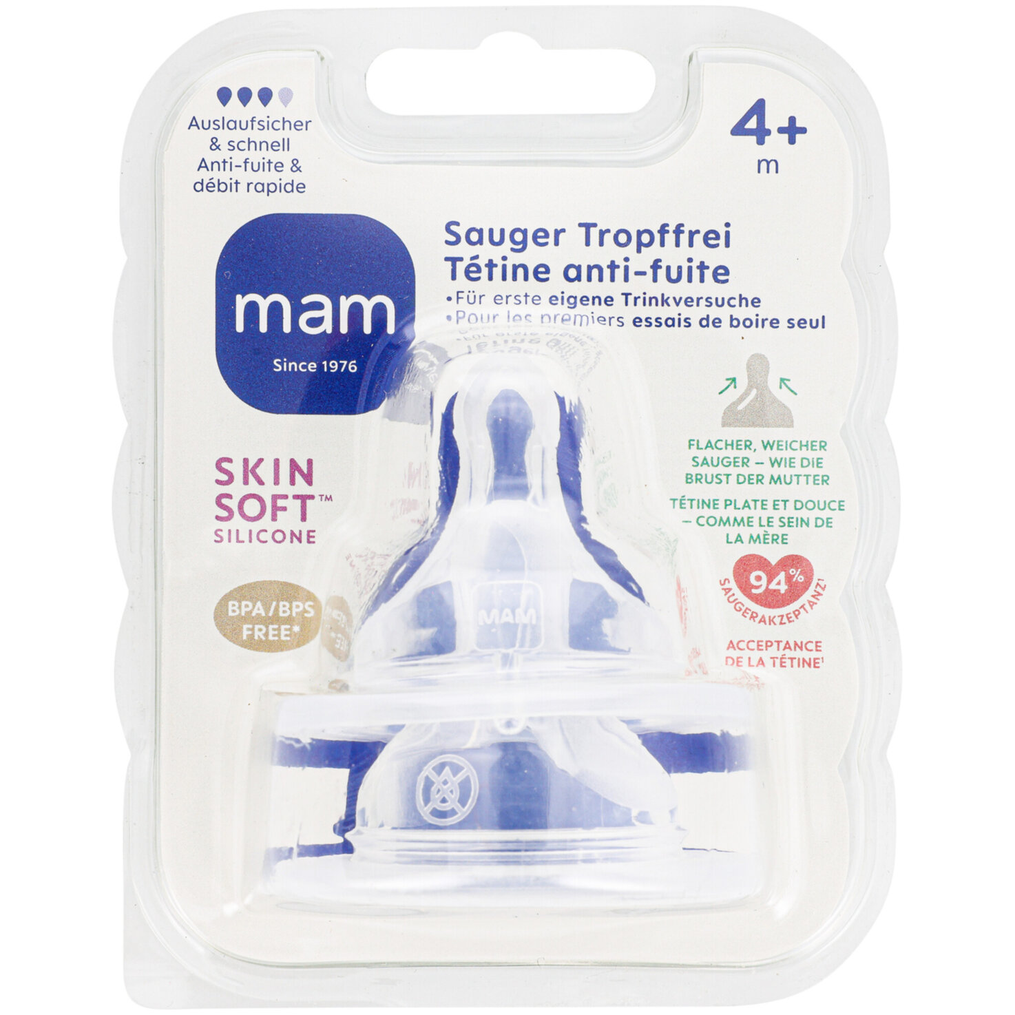 MAM Sauger tropffrei Silikon 4m 2 Stück