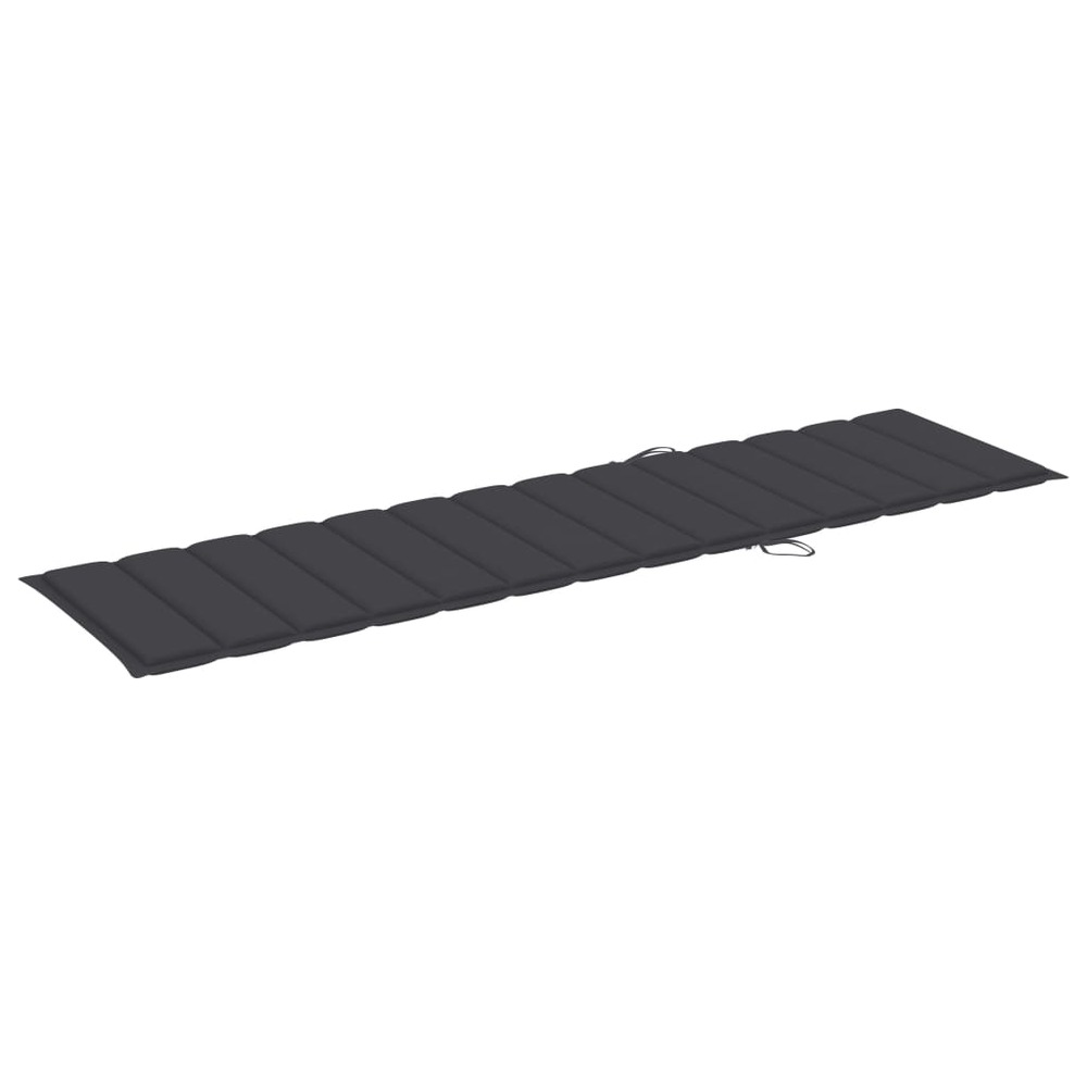 Lot de 2 transats chaise longue bain de soleil lit de jardin terrasse meuble d'extérieur avec coussin anthracite teck solide