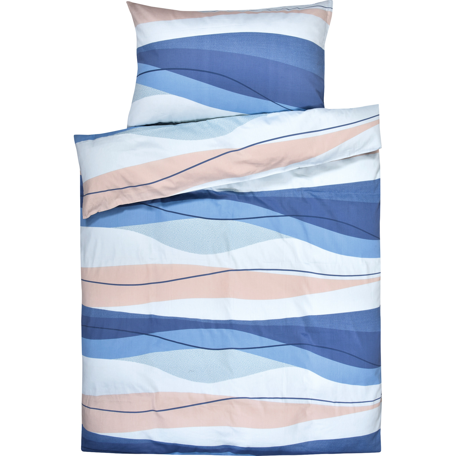 Bettwäsche blaue Wellen 200x210 2x65x65 Bettanzug Fra