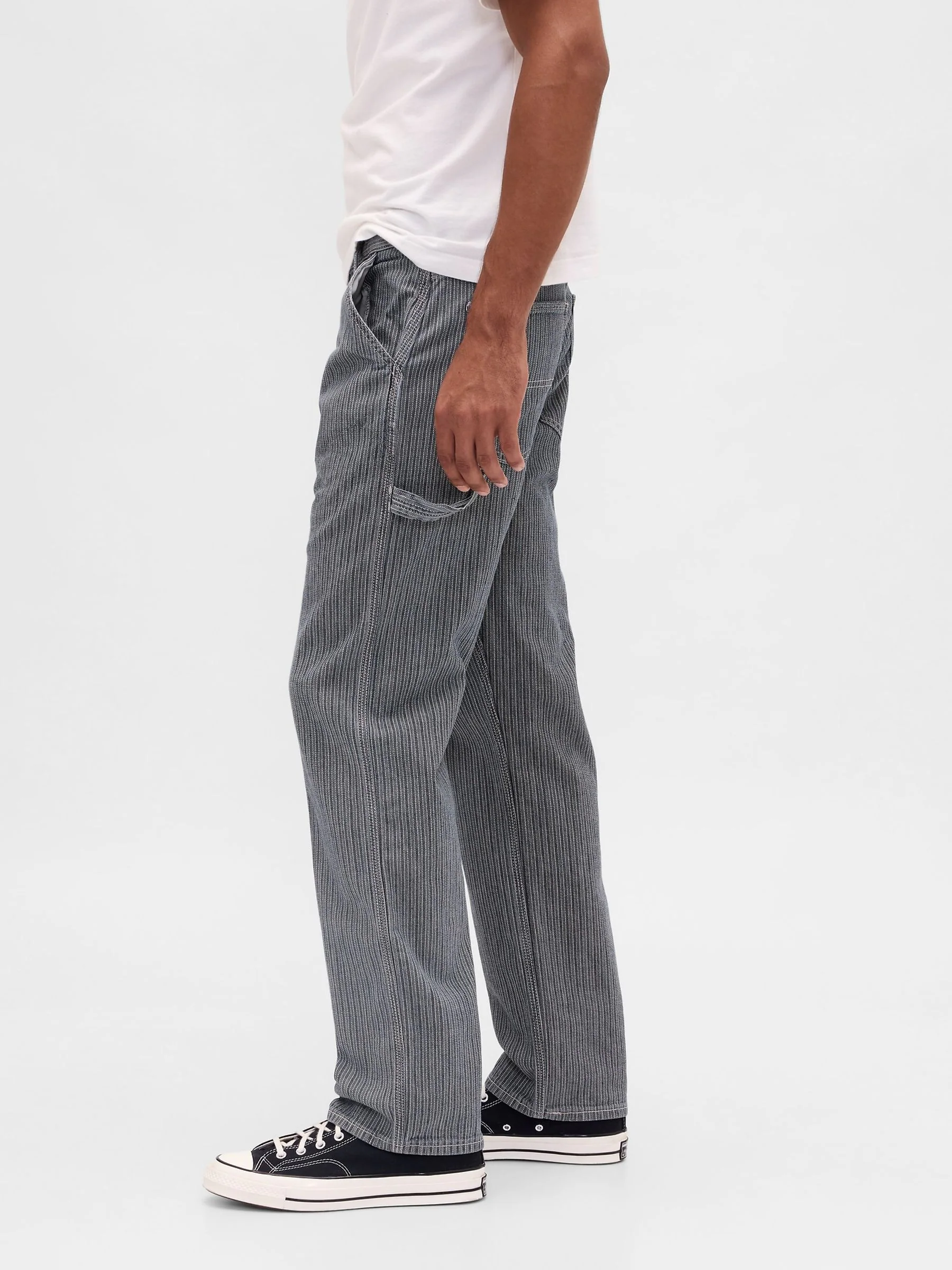 Grey Stripe Carpenter - Gap Relaxed Straight Jeans