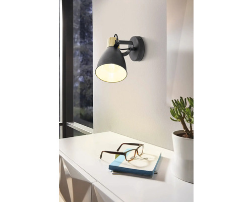 Wandspot, 1-lichts, HxD 20x14 cm, antraciet/crème/bruin