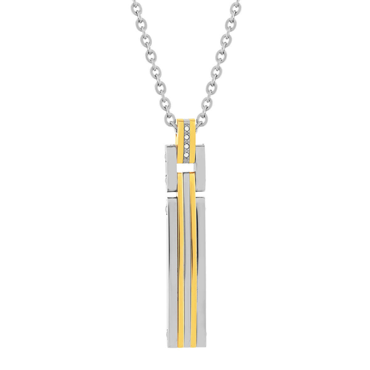Collier acier bicolore 55 cm