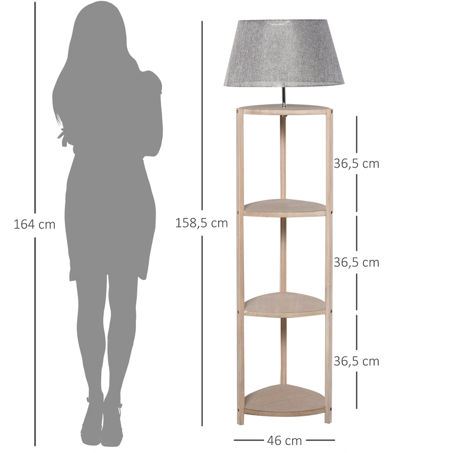 HOMCOM Stehlampe inkl. Regal grau