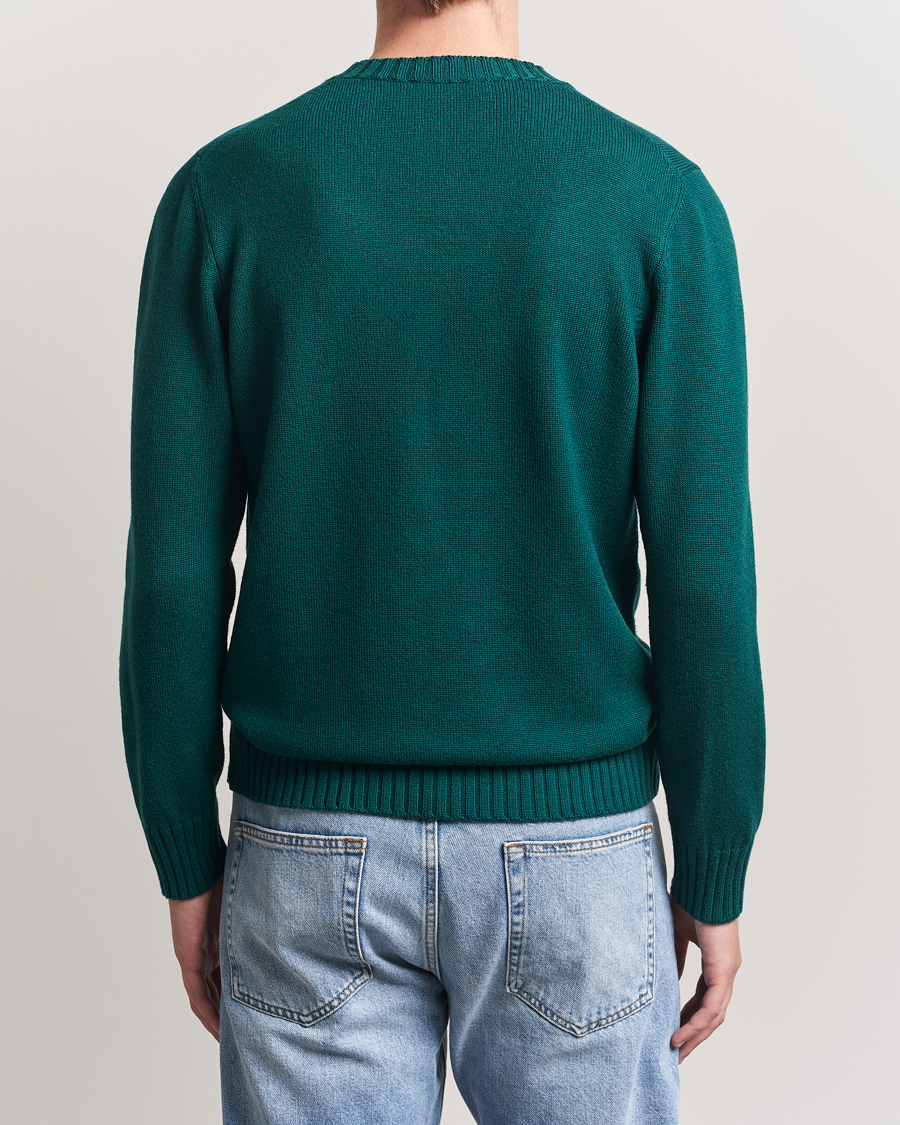 Piacenza Cashmere Brushed Wool Crew Neck Dark Green