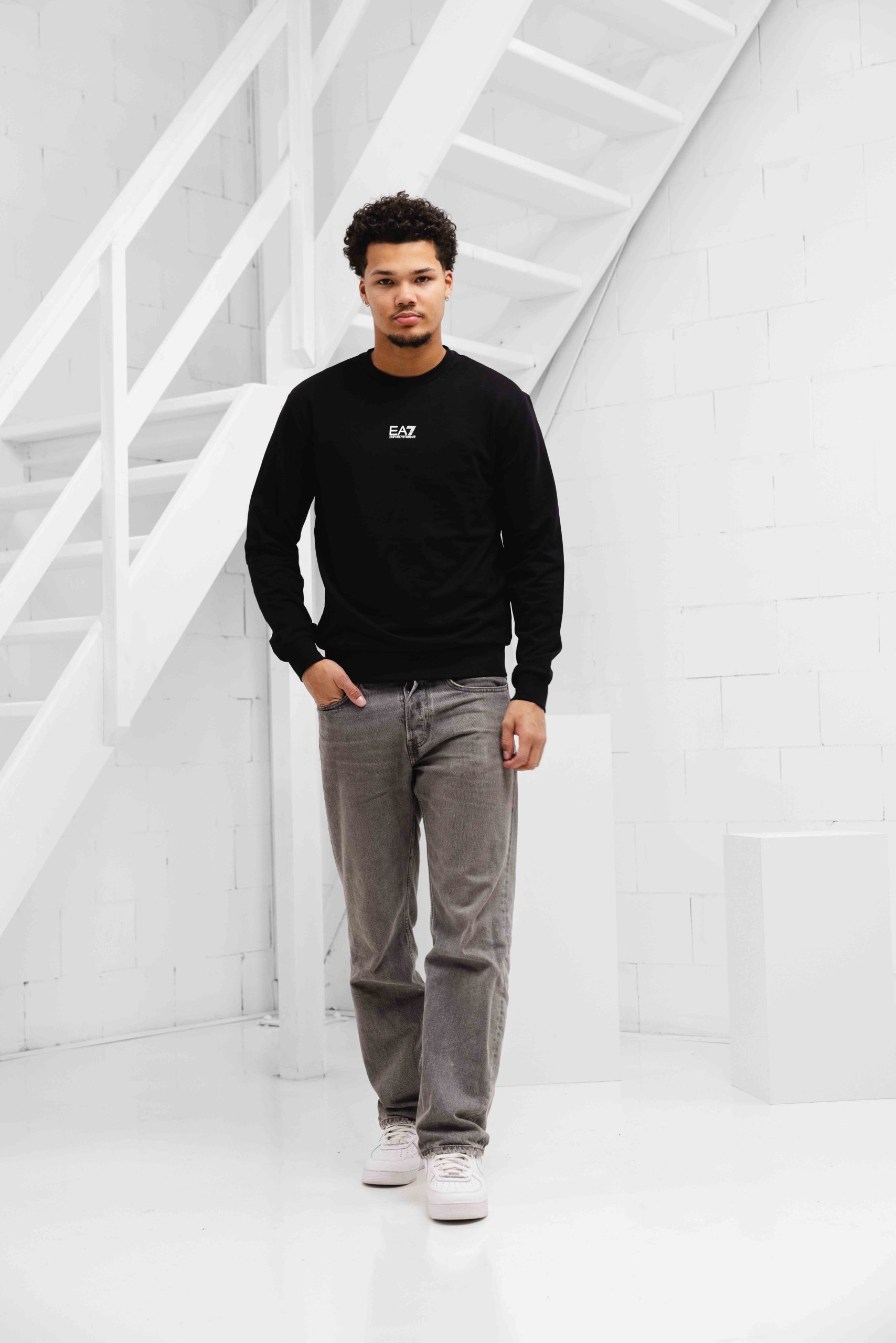 EA7 Emporio Armani 8NPM30 Sweater Heren Zwart/Wit