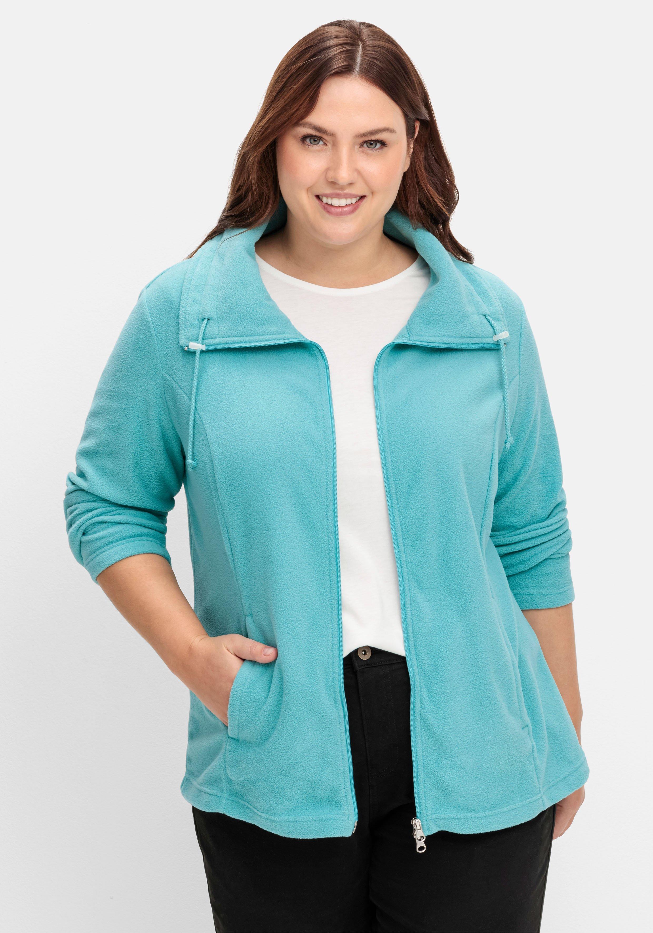 Fleecejacke mit Umlegekragen und 2-Wege-Zipper
