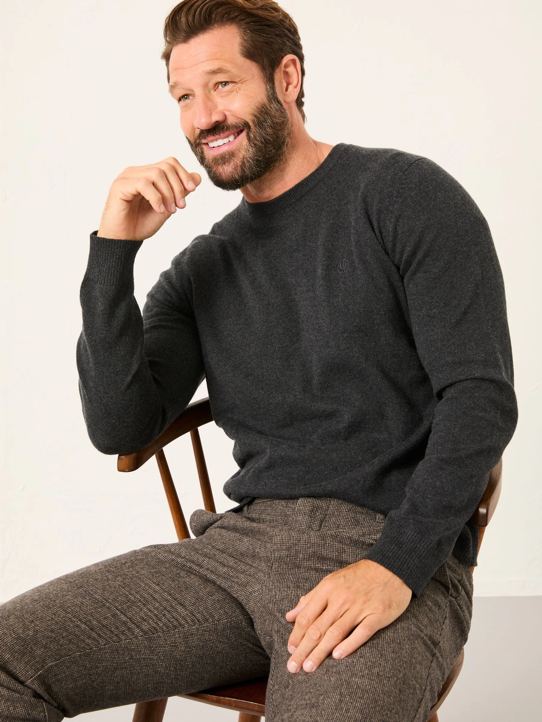 Antraciet - FatFace Crew Neck Knitted Jumper