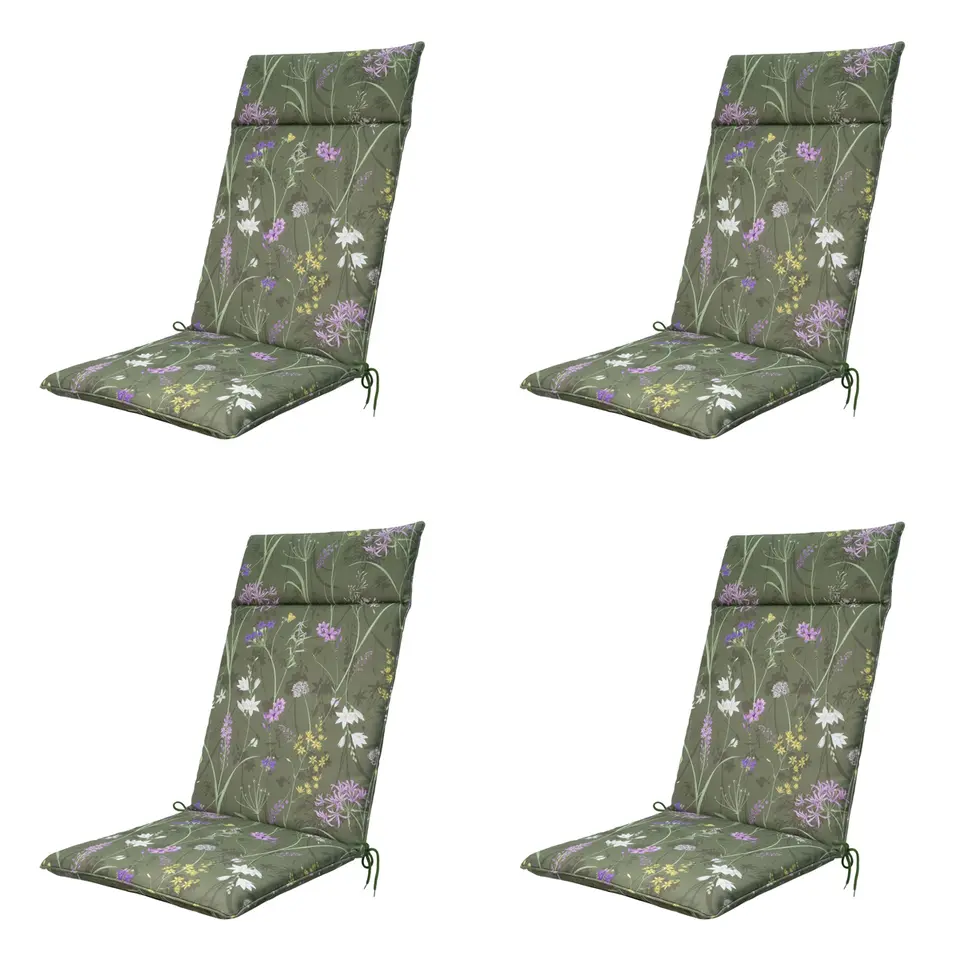 Madison - Tuinkussen Donna green canvas eco  - Ca. 120x50 cm - Set van 4