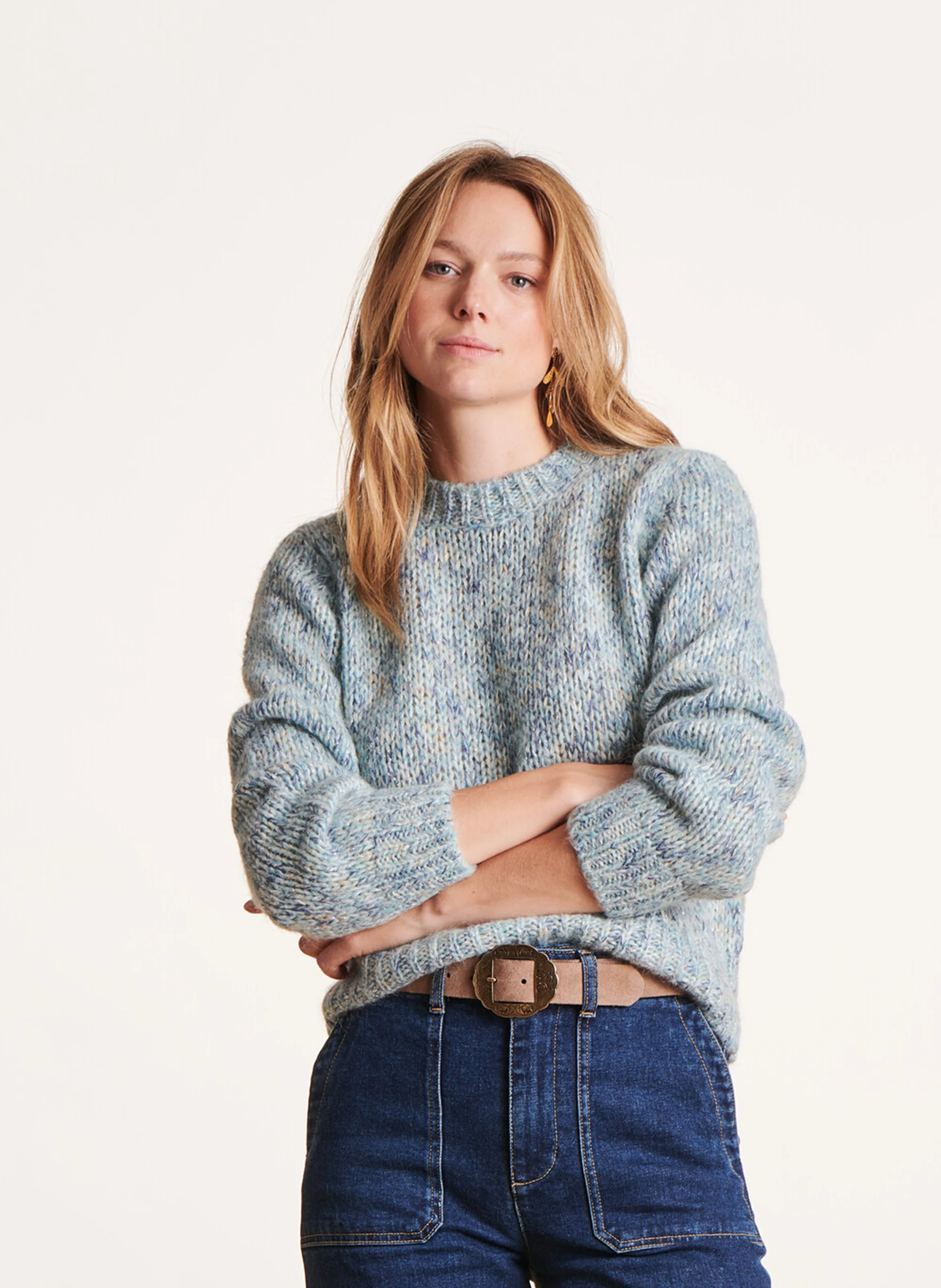 Pull col rond | Bleu
