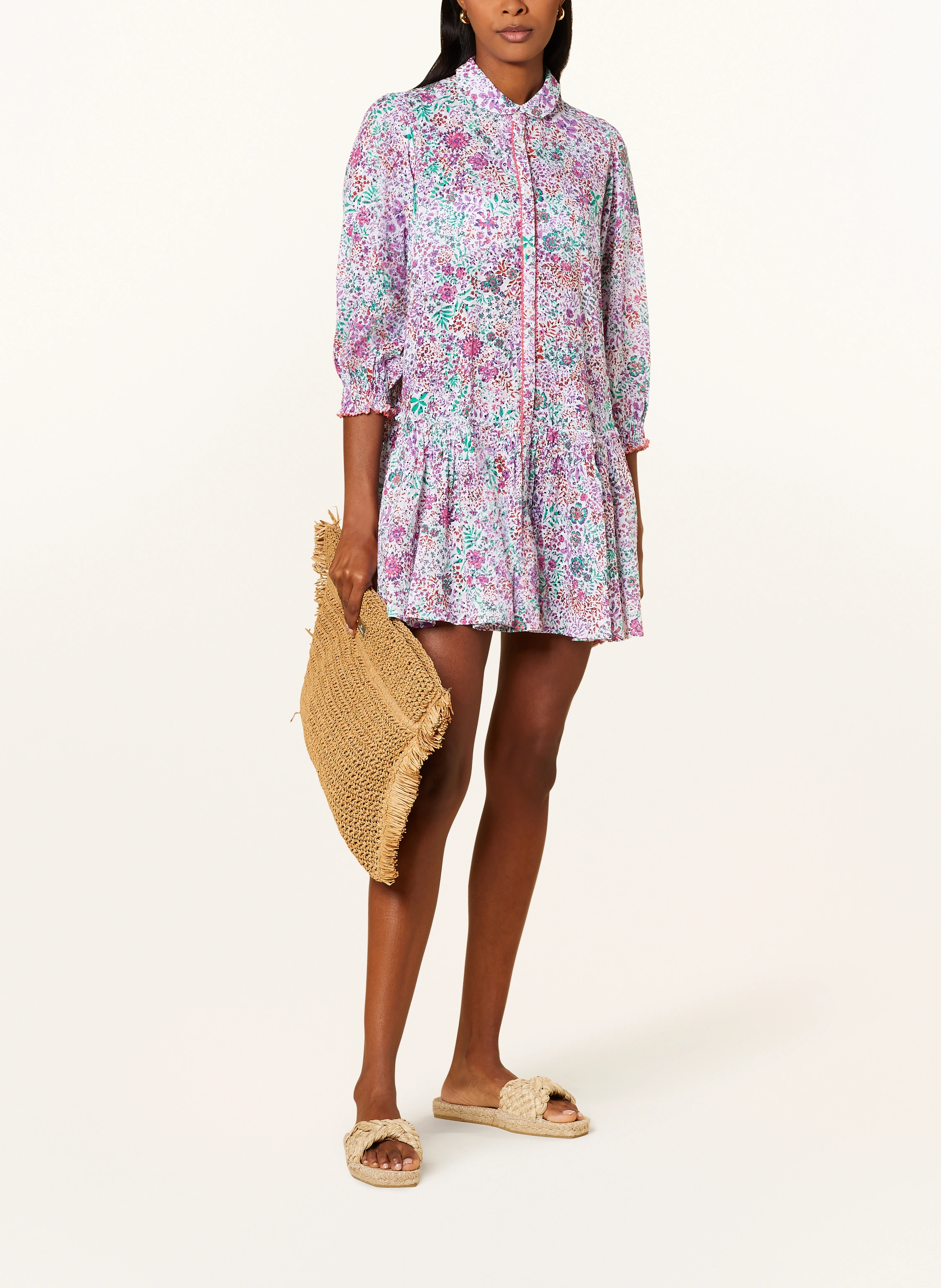 Poupette St Barth Strandkleid TESORINO aus Lochspitze mit 3/4-Arm