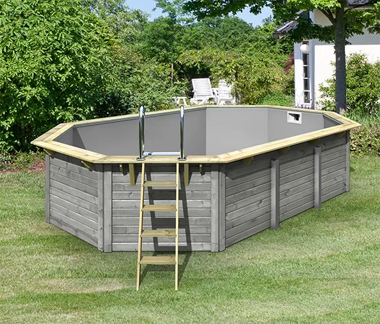 Karibu Gartenpool-Set »Modell 4«, wassergrau, ca. 610 x 400 cm