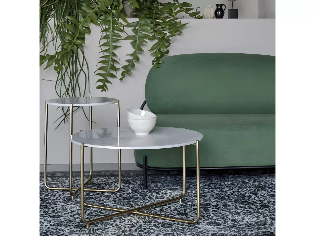 Timpa - Table basse en marbre ø70cm - Blanc