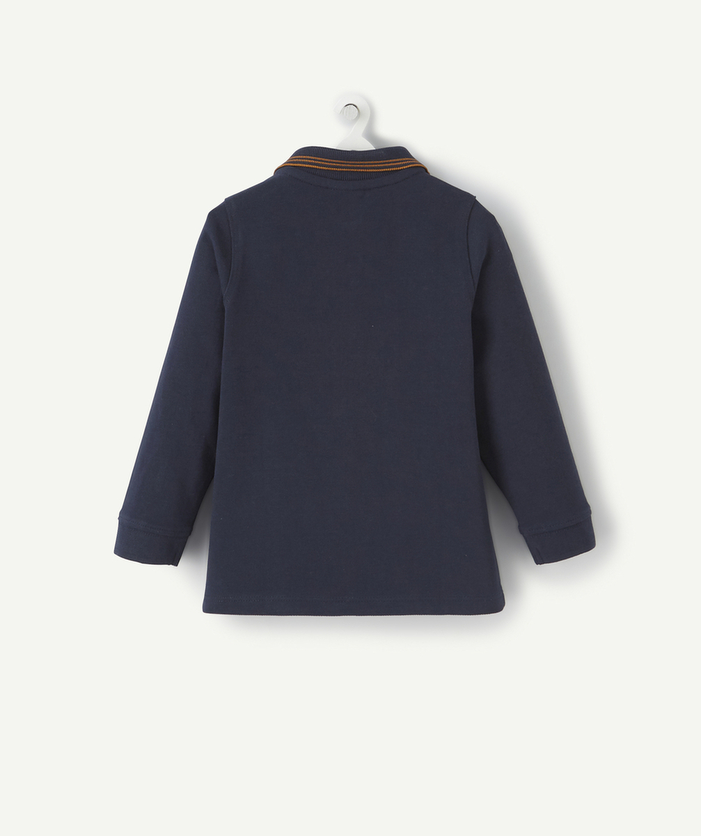 POLO BLEU MARINE EN COTON PIQUÉ AVEC MESSAGE BÉBÉ GARÇON
