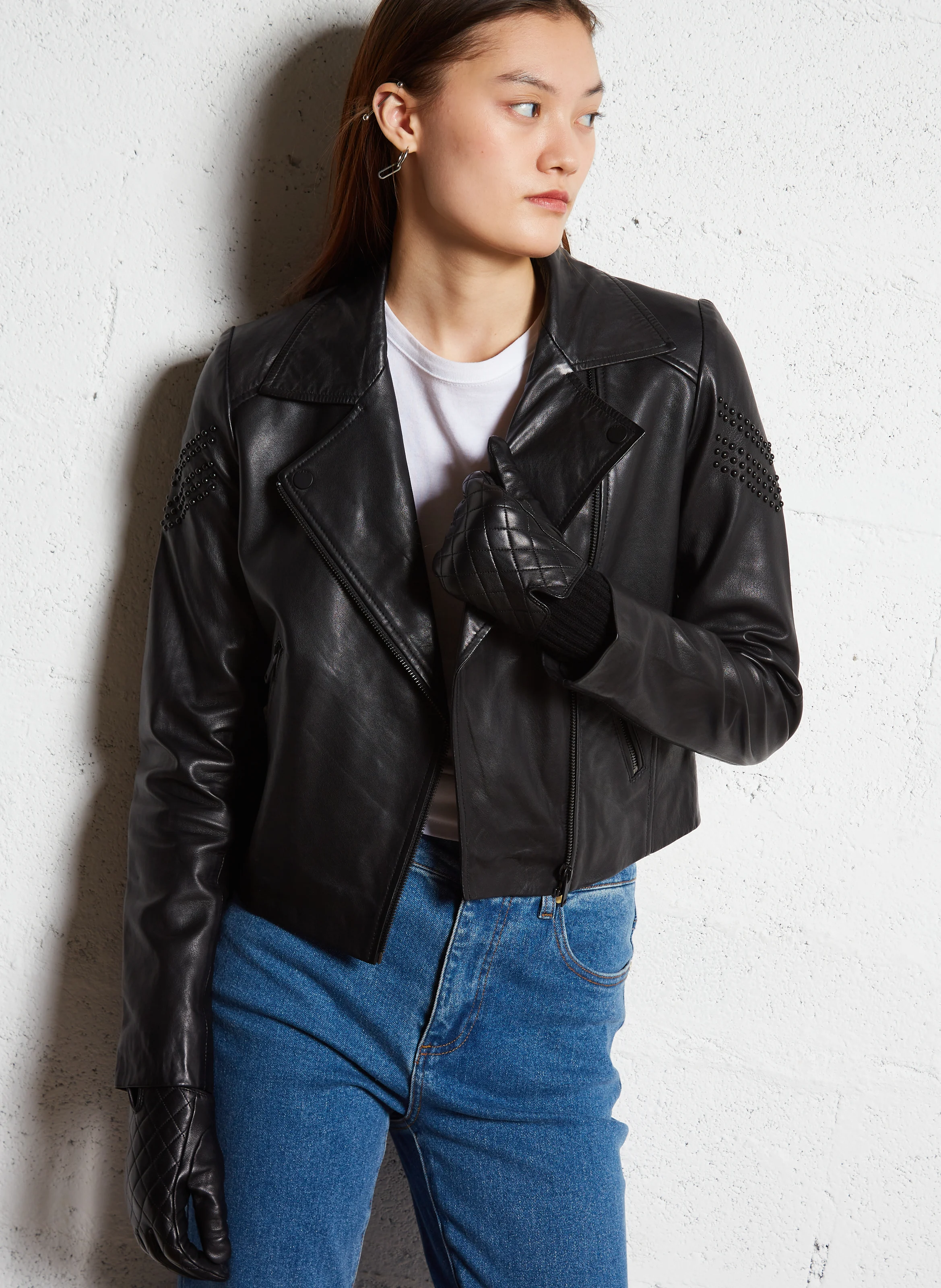 Veste en cuir| Noir