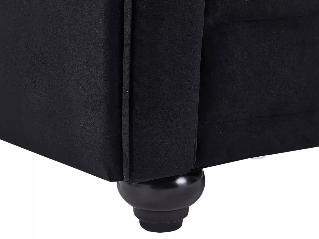 Canapés 3 places et 2 places en velours noir et boutons effet cristal CHESTERFIELD