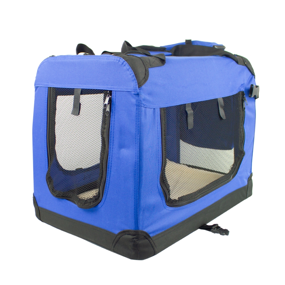 Transportadora para animais de estimação | 57 cm x 38 cm x 44 cm | Dobrável | Tamanho M | Suporta até 10 kg | Azul | Balú | Mobiclinic
