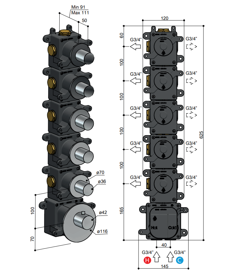 Hotbath Mate MHF005 High Flow inbouwdeel