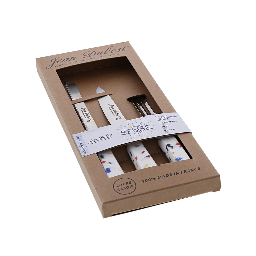 Set 3 couteaux de cuisine inox Sense® manche en plastique recyclé Jean