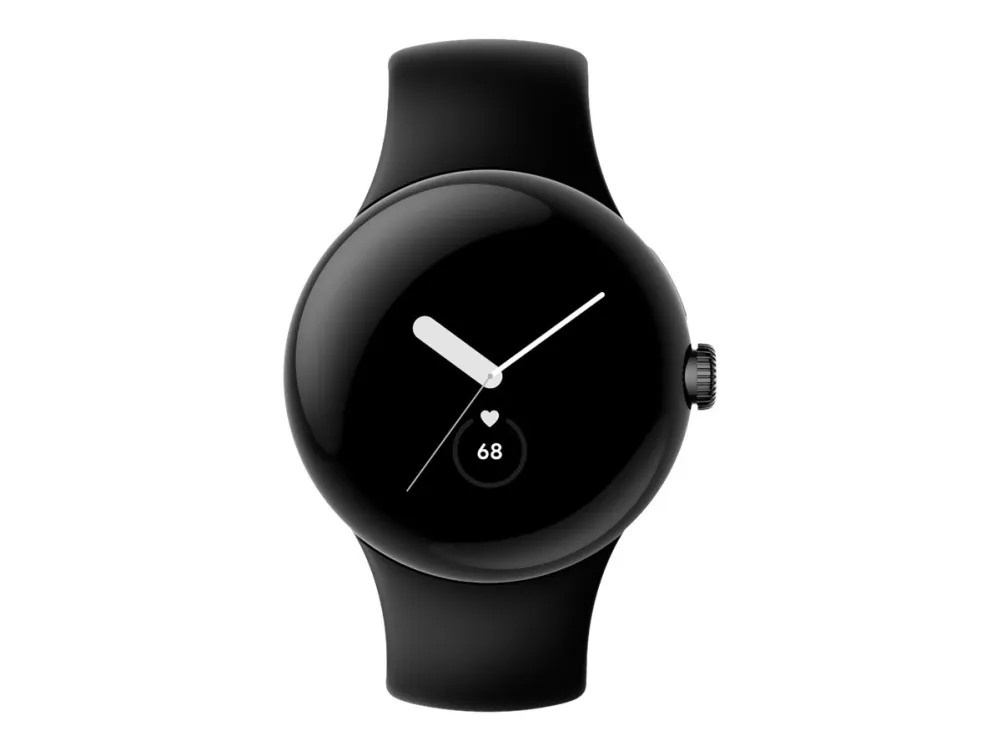 Google Pixel Watch - 41 mm - matsort - smart ur med aktivt bånd - fluoroelastomer - obsidian - båndstørrelse: L - 32 GB - Wi-Fi, NFC, Bluetooth - 4G - 36 g