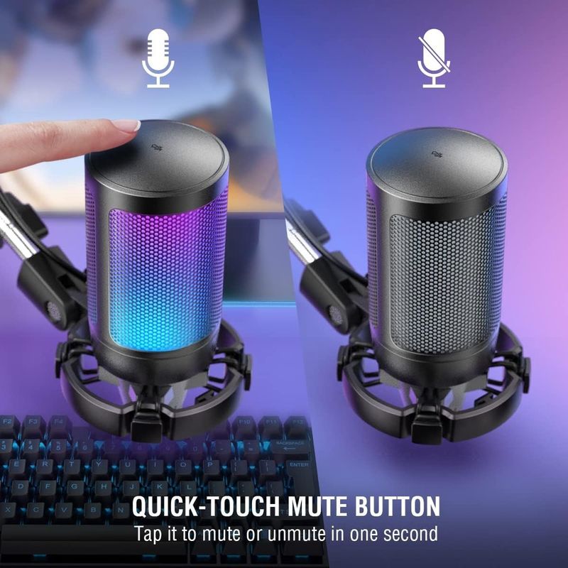 Studio Microfoon - USB - Tweekleurige RGB Verlichting - 2,5 m Kabel