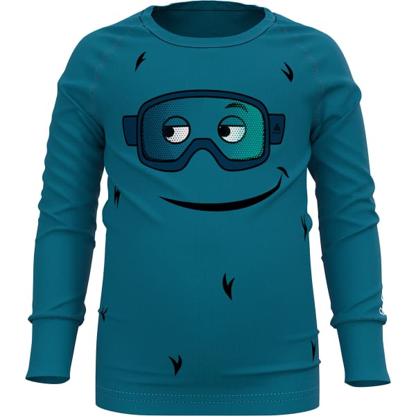 T-shirt thermique ODLO ACTIVE WARM ECO TREND KIDS BL TOP CREW NECK L/S TUMULTUOUS SEA - GRAPHIC