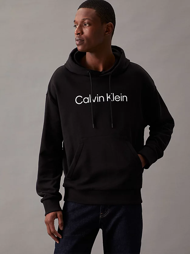 Moletom com capuz em algodão felpudo com logotipo