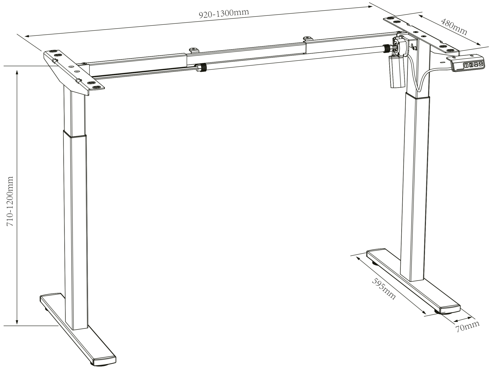 Schreibtisch E-LONA - weiß-schwarz - 110x80 cm - höhenverstellbar