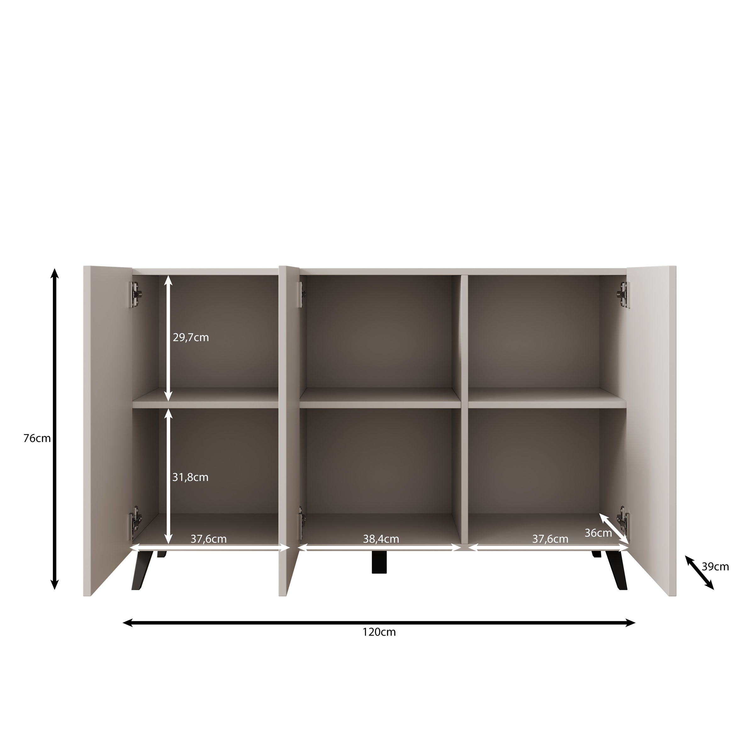 Pulse 3 - Dressoir - Zwart mat - 120x39x76 cm