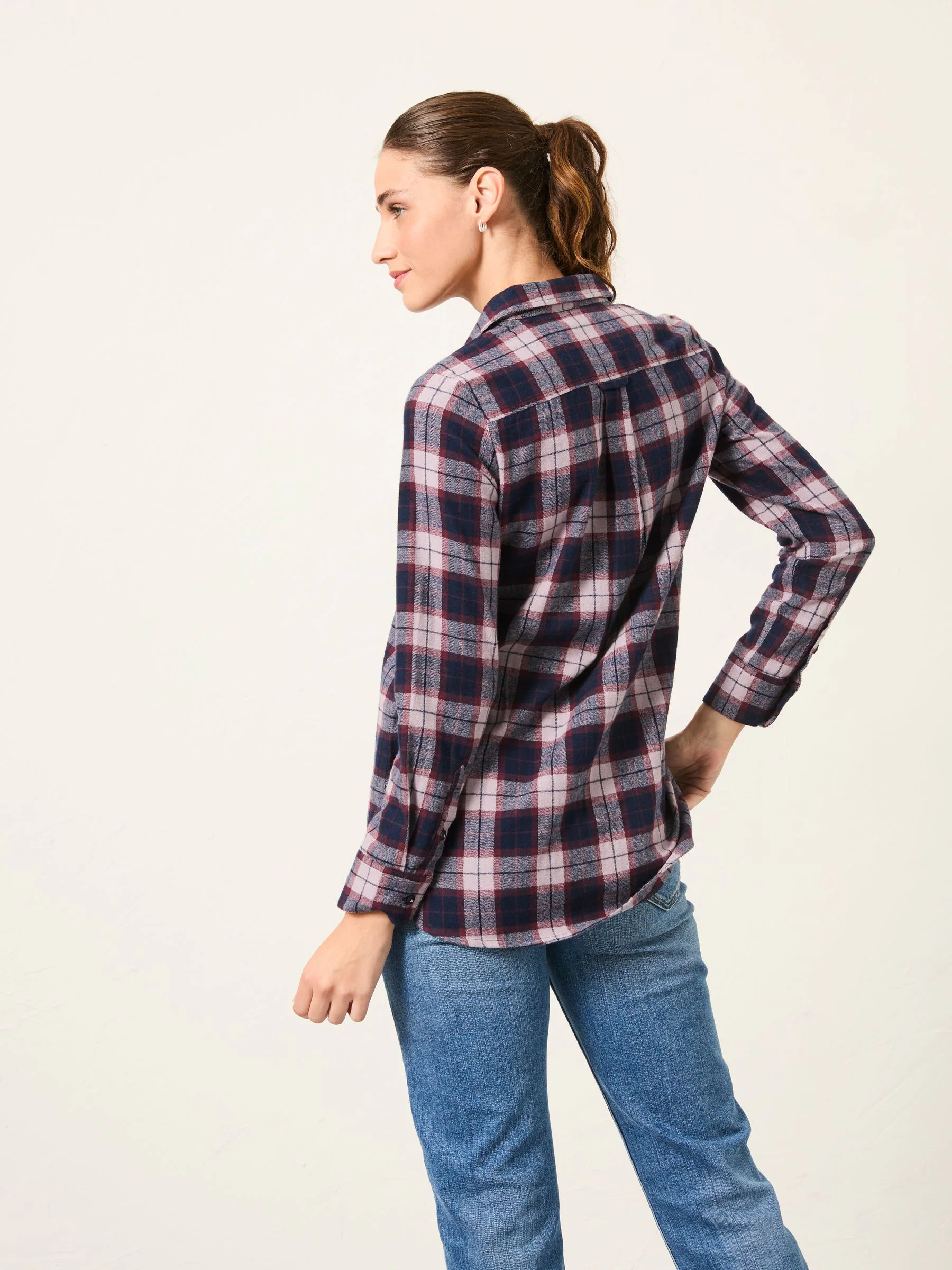 Donkerpaars - FatFace Long Sleeve Check Shirt
