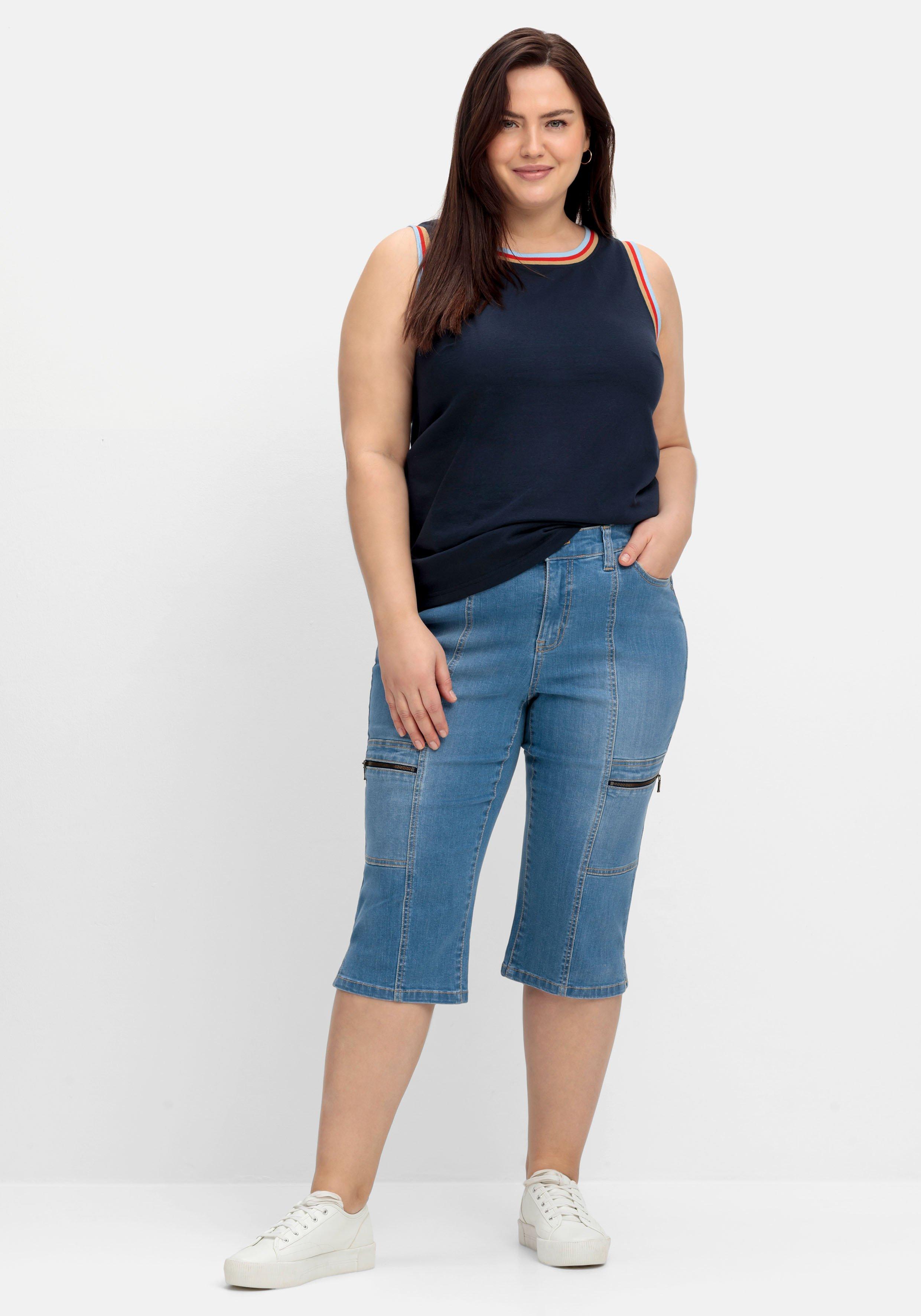 Schmale Caprijeans im Cargo-Stil