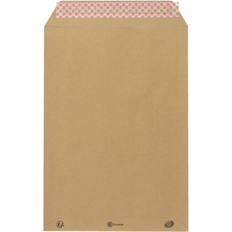 Pochette kraft brun Bruneau 90 gr 229 x 324, bande protectrice sans fenêtre - Boîte de 250