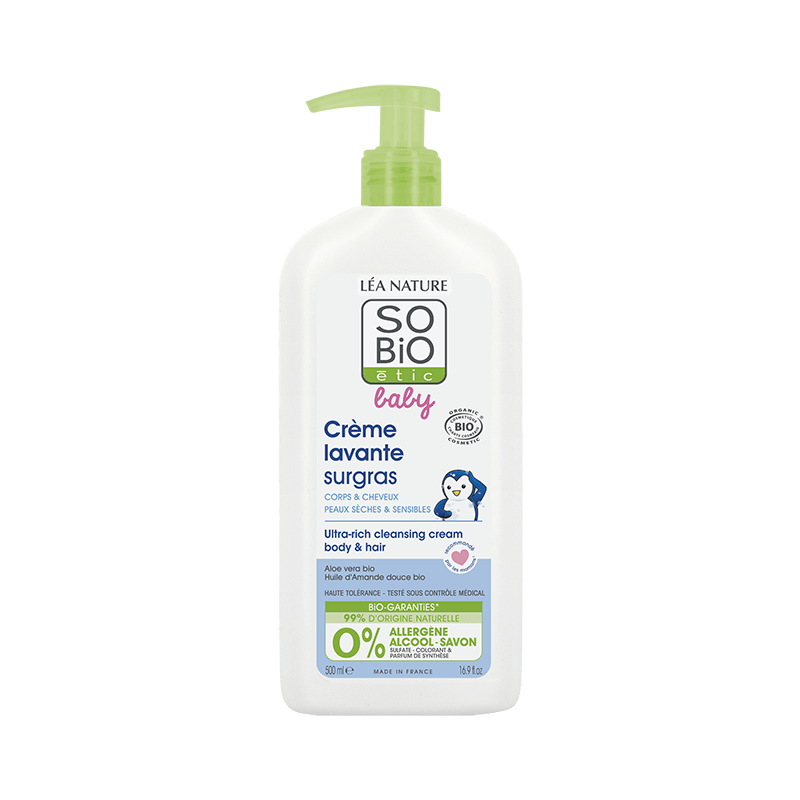 Crème Lavante Bébé Surgras Corps et Cheveux Haute Tolérance Bio SO'BIO ETIC   Produit Bio Crème Lavante Bébé Surgras Corps et Cheveux Haute Tolérance Bio SO'BIO ETIC