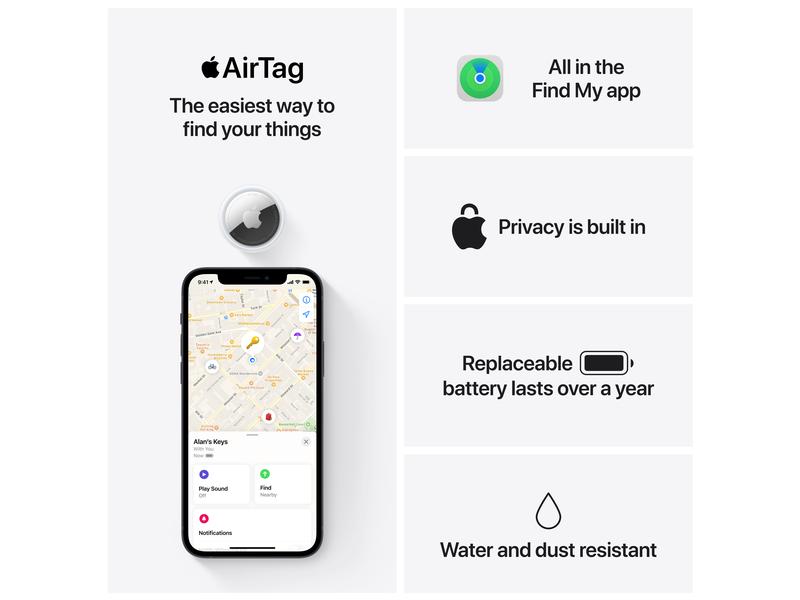 Apple AirTag 1er-Pack Gesucht. Gefunden. Mit AirTag.